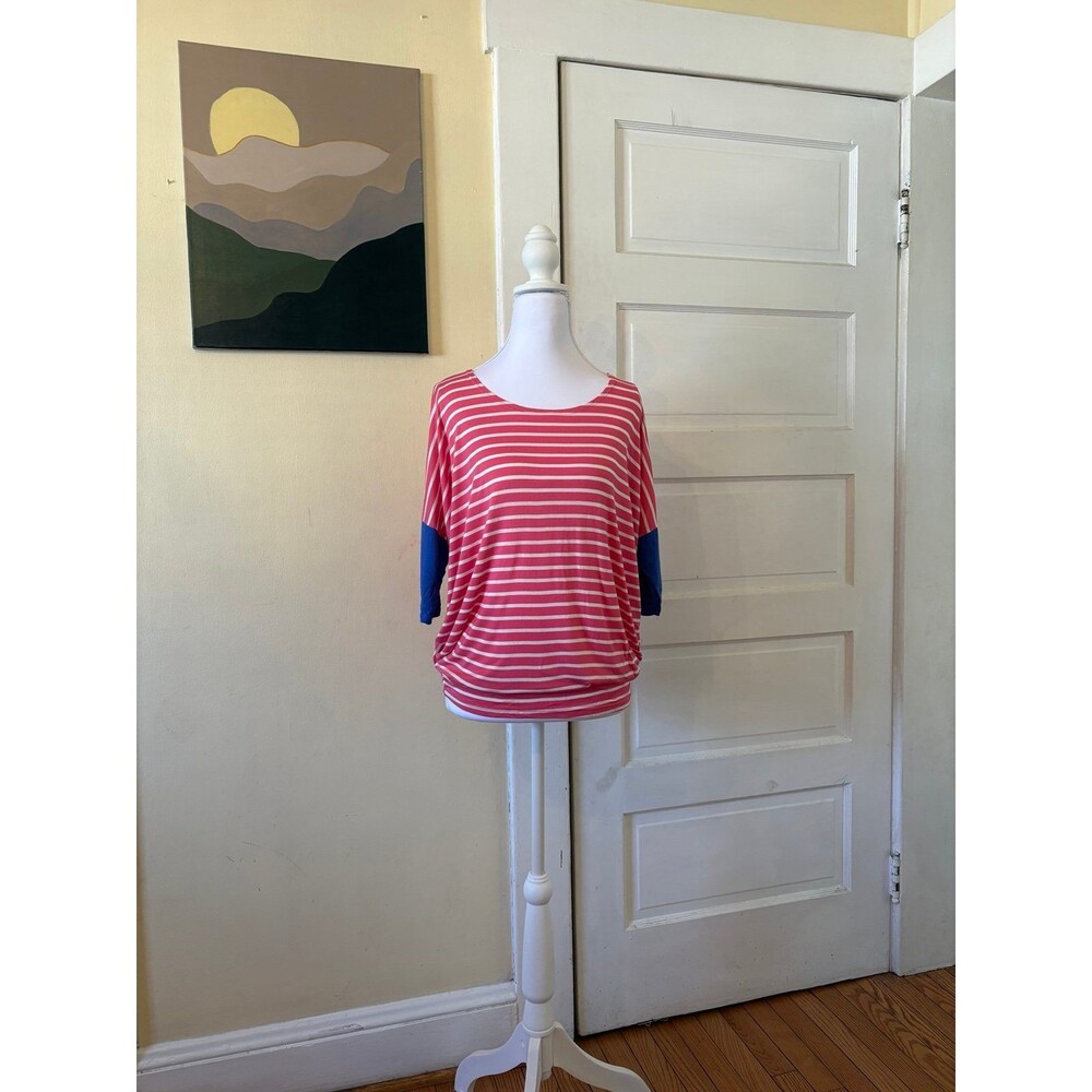 Agnes and Dora Dolman top tunic colorblock strip red white blue scoop neck modal